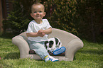 Child and Jack Russell Terrier Puppy