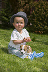 Child and Jack Russell Terrier Puppy