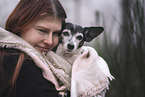 woman and Jack Russell Terrier