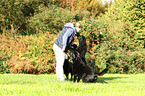 woman with 3 Dogs