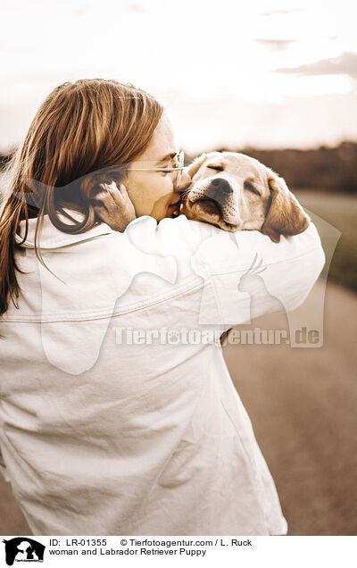 woman and Labrador Retriever Puppy / LR-01355