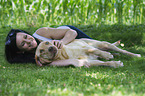 woman with Labrador Retriever