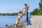 woman with Labrador Retriever