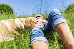 woman with Labrador Retriever