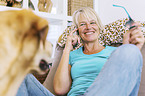 woman with Labrador Retriever