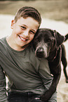 Labrador Retriever and boy