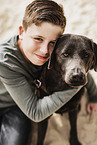 Labrador Retriever and boy