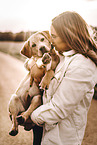 woman and Labrador Retriever Puppy