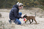 young woman with dogs