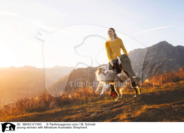 junge Frau mit Miniature Australian Shepherd / young woman with Miniature Australian Shepherd / MASC-01393