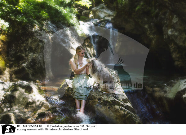 young woman with Miniature Australian Shepherd / MASC-01410