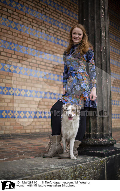 Frau mit Miniature Australian Shepherd / woman with Miniature Australian Shepherd / MW-28710