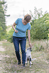 training with young Miniature Australian Shepherd