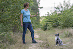 training with young Miniature Australian Shepherd