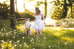 young woman with Miniature Australian Shepherd