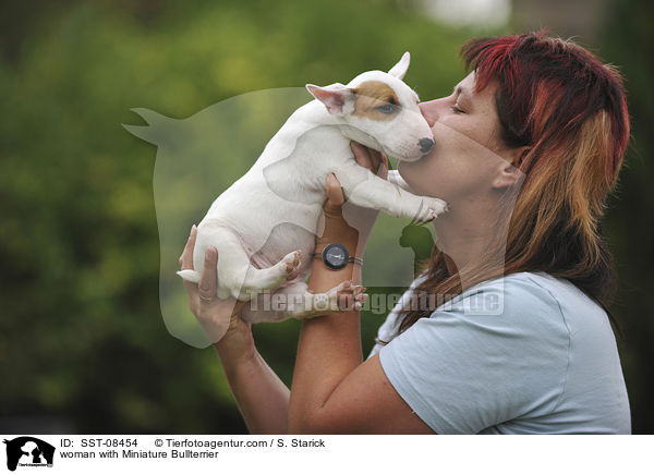 woman with Miniature Bullterrier / SST-08454