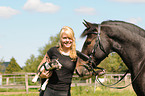 woman with dog and horse