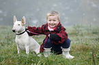 girl with English Bull Terrier