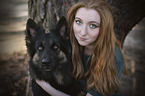 woman with Old German Shepherd