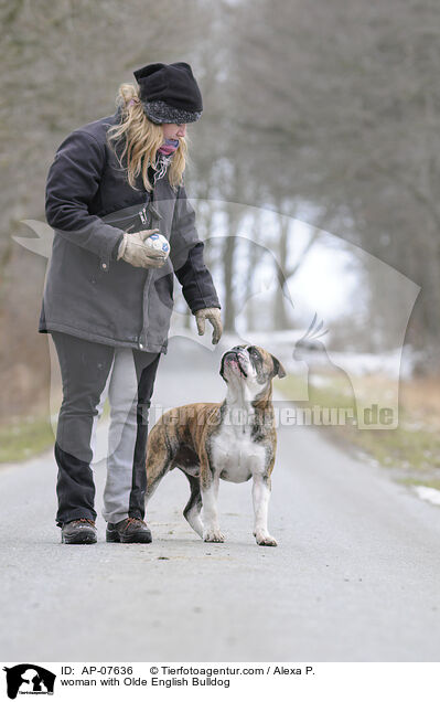 Frau mit Olde English Bulldog / woman with Olde English Bulldog / AP-07636