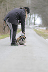 woman with Olde English Bulldog