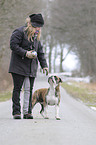 woman with Olde English Bulldog