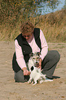woman with 2 Parson Russell Terrier