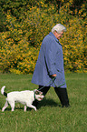 woman and Parson Russell Terrier