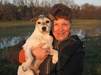 woman with Parson Russell Terrier