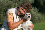 woman with Parson Russell Terrier