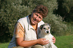 woman with Parson Russell Terrier