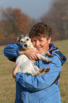 woman and Parson Russell Terrier