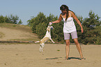 woman with Parson Russell Terrier