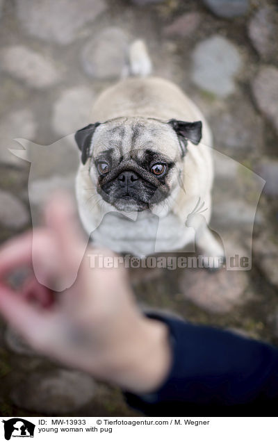 junge Frau mit Mops / young woman with pug / MW-13933