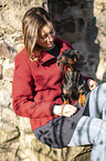 Rabbit Dachshund with woman