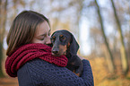 Rabbit Dachshund with woman