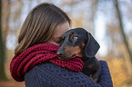 Rabbit Dachshund with woman