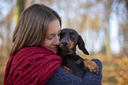 Rabbit Dachshund with woman