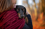 Rabbit Dachshund with woman