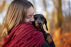 Rabbit Dachshund with woman