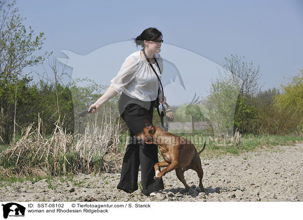 Frau und Rhodesian Ridgeback / woman and Rhodesian Ridgeback / SST-08102
