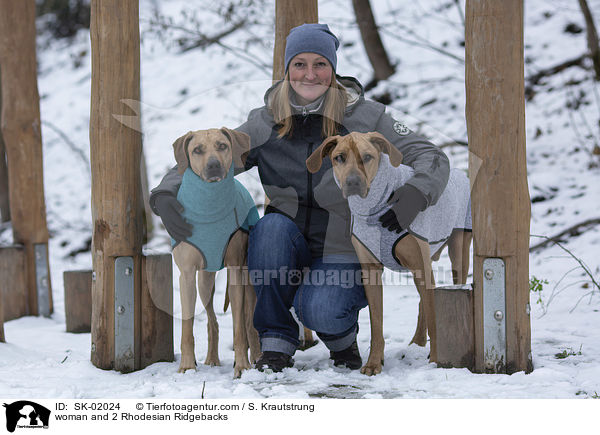 Frau und 2 Rhodesian Ridgebacks / woman and 2 Rhodesian Ridgebacks / SK-02024