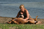 woman with Rhodesian Ridgeback