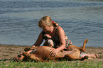 woman with Rhodesian Ridgeback