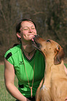 woman with Rhodesian Ridgeback