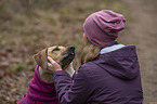 woman and Rhodesian Ridgeback