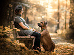 pregnant woman and Rhodesian Ridgeback