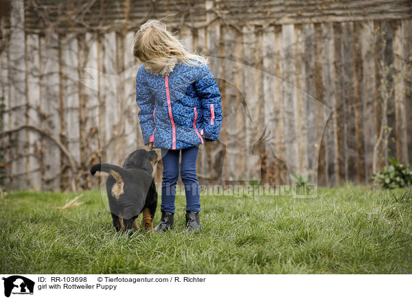 Mdchen mit Rottweiler Welpe / girl with Rottweiler Puppy / RR-103698