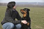 woman and Rottweiler