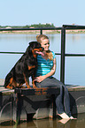 woman and Rottweiler